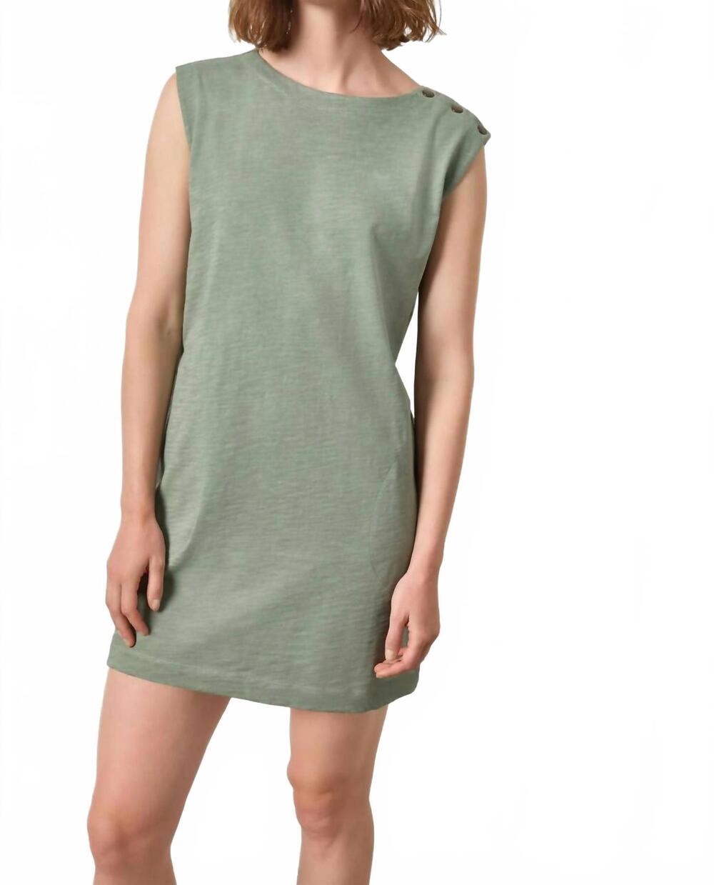 NEW LILLA P snap shoulder boatneck dress in sage